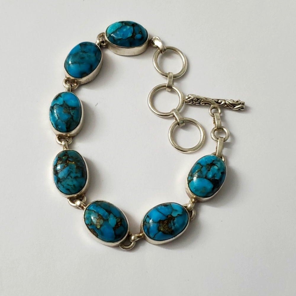 The Timeless Horizon: Sterling Silver 925 and Turquoise Bracelet